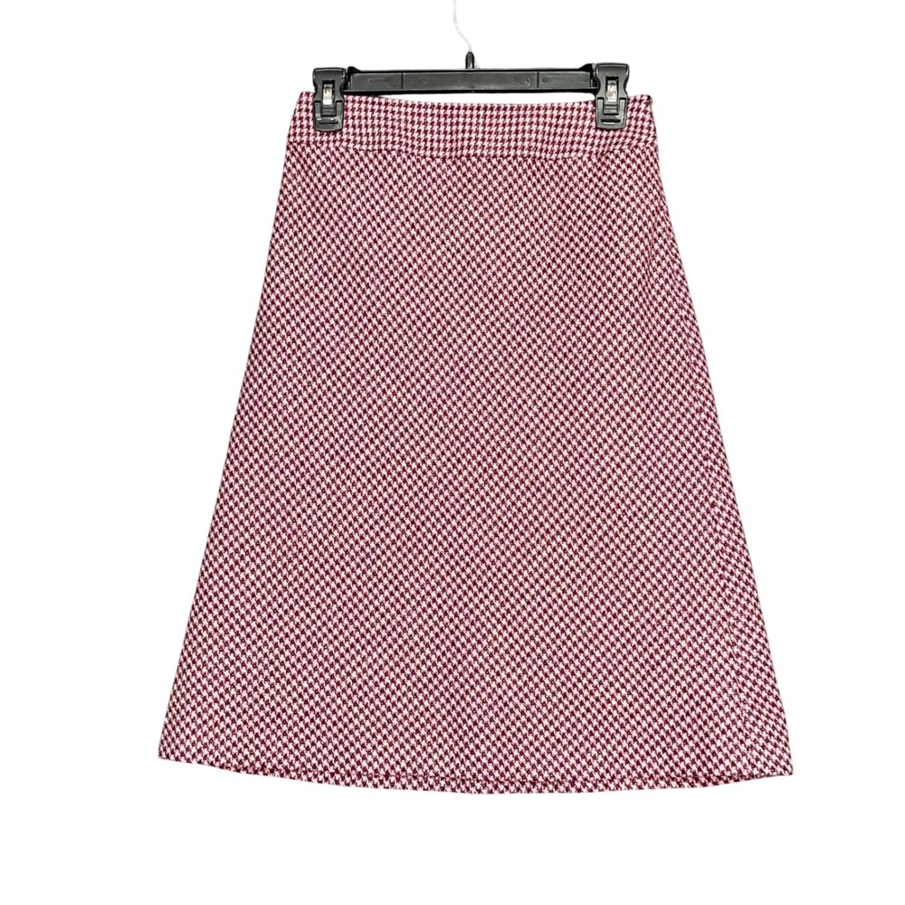The‎ Scotch House Burgundy Houndstooth Wool A-Line Mini Skirt Women's EU 38 US 8
